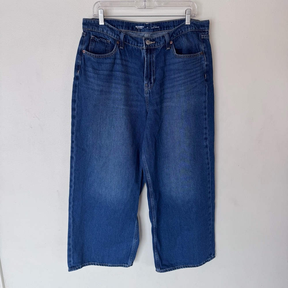 Old navy drapery denim high rise baggy Wide-Leg Denim Jeans size 14 - Picture 3 of 8